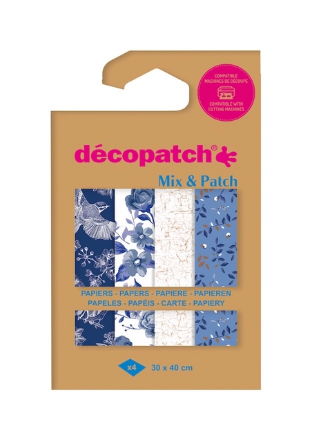 Een Hobbypapier Décopatch 30x40cm set à 4 vel thema Shades of Blue koop je bij Quality Office Supplies