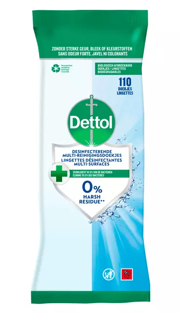 Een Reinigingsdoekjes Dettol antibacterieël Cleanser 110st koop je bij Continu Kantoor