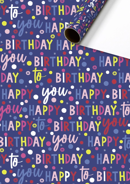 Een Inpakpapier Stewo Happy Birthday 200x70cm assorti koop je bij Schellen Boek- en Kantoorboekhandel
