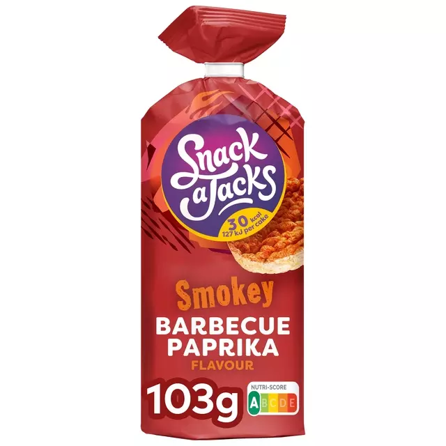 Een Rijstwafel Snack-a-Jacks BBQ paprika pak 103 gram koop je bij De Joma BV