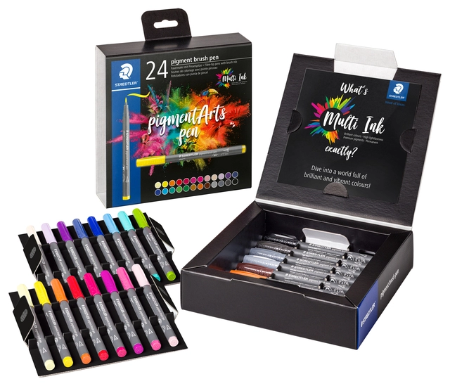 Een Brushpen Staedtler PigmentArts set à 24 kleuren koop je bij Kantorice office & business supplies