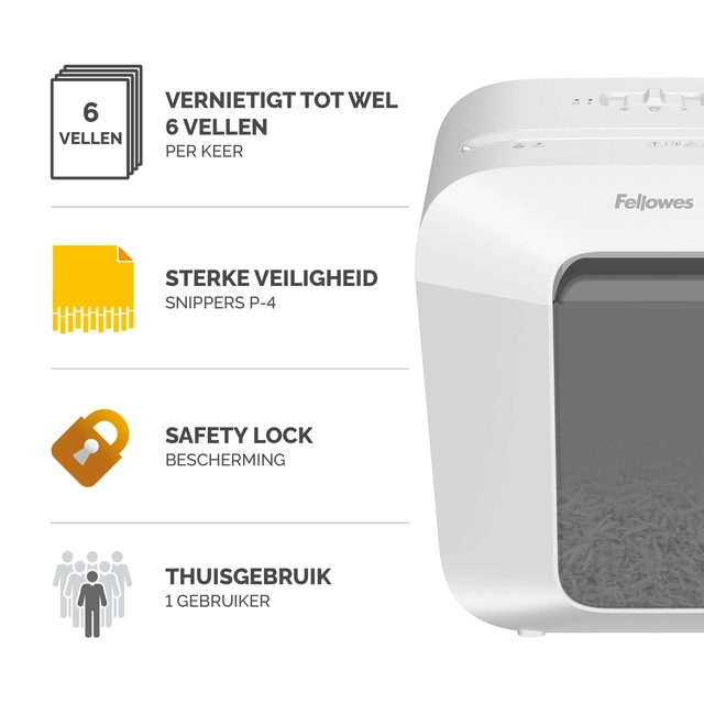 Een Papiervernietiger Fellowes Powershred LX25 snippers 4x37mm wit koop je bij Friese Schrijfkamer