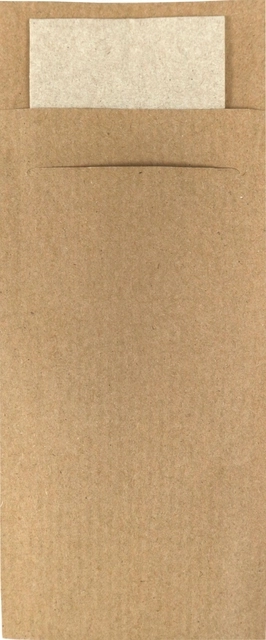 Een Bestekzakje IEZZY 190x85mm kraft met gerecycled servet 500st koop je bij Primera Het Hoekstuk