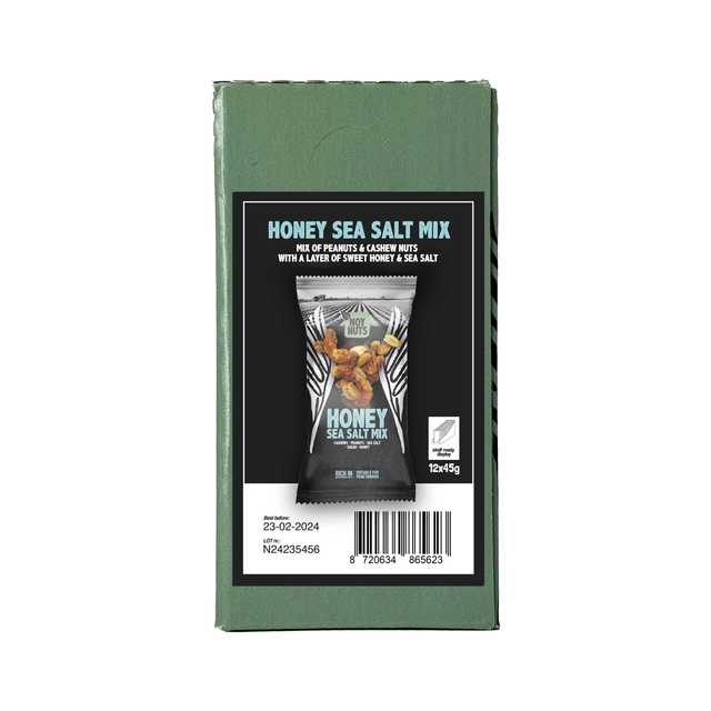 Een Noten NoyNuts honey sea salt mix zak 45 gram koop je bij Egner kantoorspecialisten