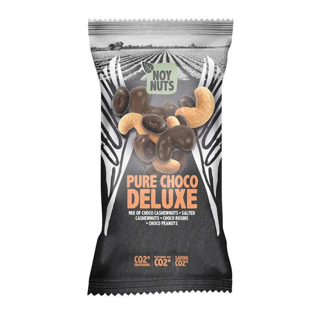 Een Cashewnoten NoyNuts pure choco deluxe mix zak 45 gram koop je bij De Joma BV