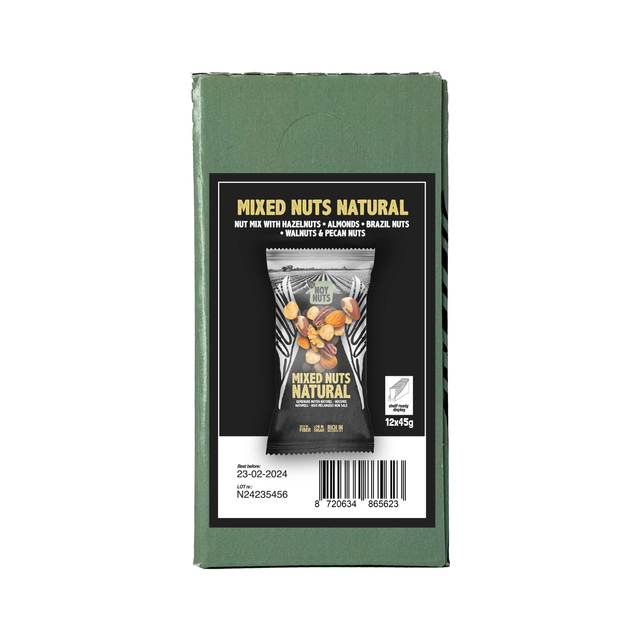 Een Noten NoyNuts naturel mix zak 45 gram koop je bij VDP Office