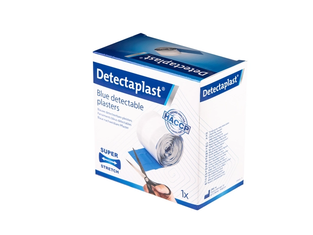 Een Elastische blauwe textielpleister Detectaplast 6cmx5m koop je bij Clippz! Office Supplies