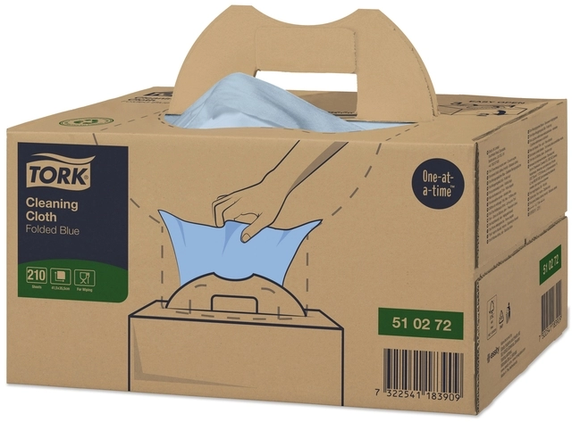 Een Reinigingsdoek Tork Cleaning W7 Handy Box 210 doeken blauw 510272 koop je bij De Joma BV