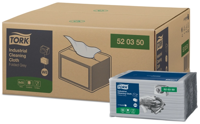 Een Reinigingsdoek Tork Industrial Cleaning W8 55 doeken grijs 520350 koop je bij Romijn Office Supply