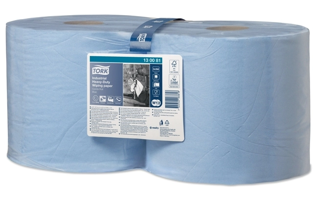 Een Poetspapier Tork Wiping Heavy-Duty Combi W1/2 3-laags 119m blauw 130081 koop je bij De Joma BV