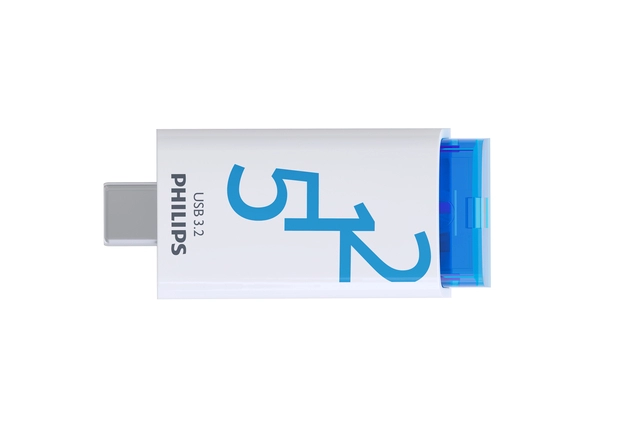 Een USB Stick Philips Click USB-C 512GB Ocean Blue koop je bij iPlusoffice