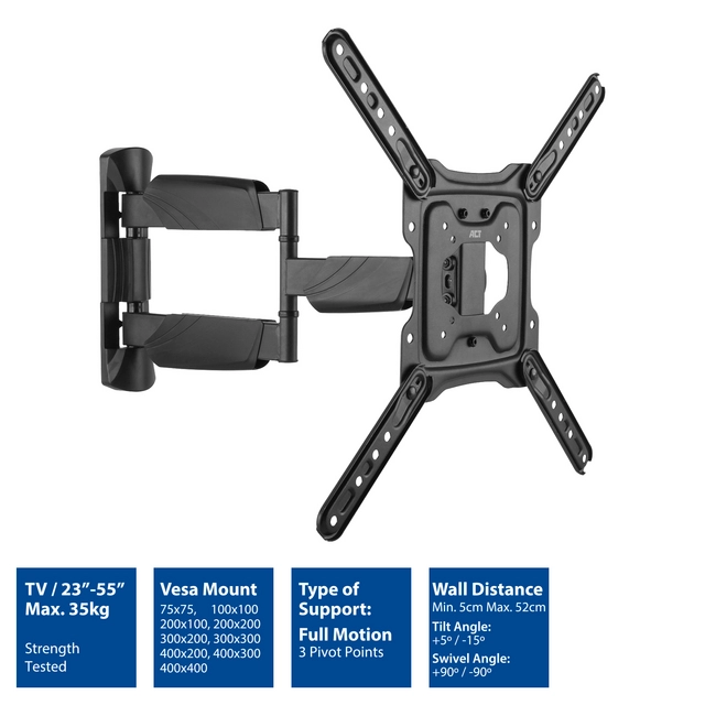 Een TV wandsteun ACT Full motion 23 tot 55 inch VESA koop je bij Schellen Boek- en Kantoorboekhandel