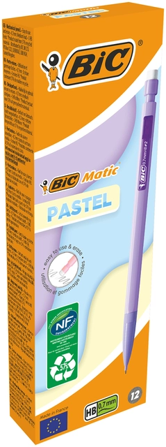 Een Vulpotlood Bic Matic Pastel HB 0.7mm pastel assorti koop je bij De Joma BV