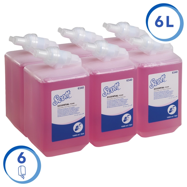 Handzeep Scott Essential foam roze 1000ml 6340