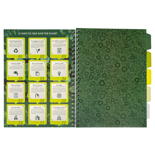 Projectboek Pukka Pad Recycled A4 lijn 5-tabs 4-gaats 200 pagina's 80gr groen