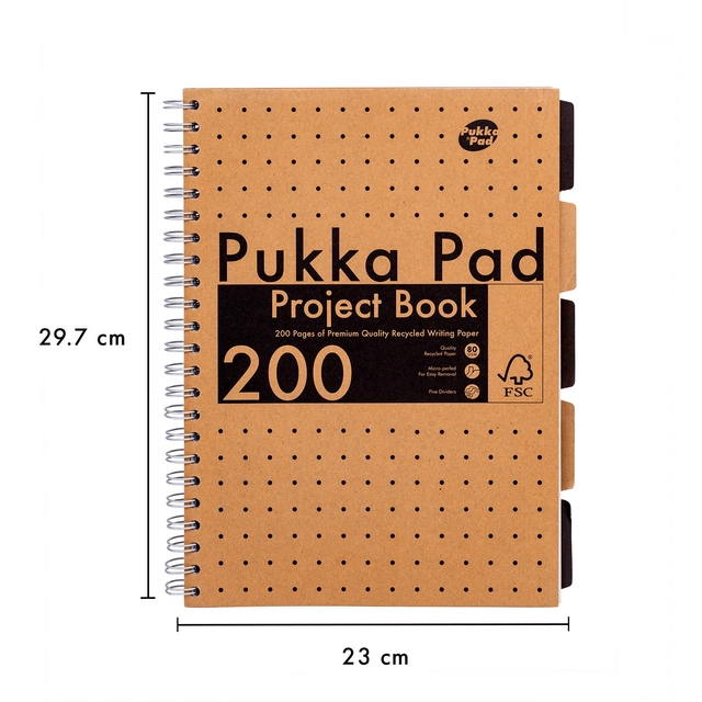 Projectboek Pukka Pad Kraft A4 lijn 5-tabs 200 pagina's 80gr