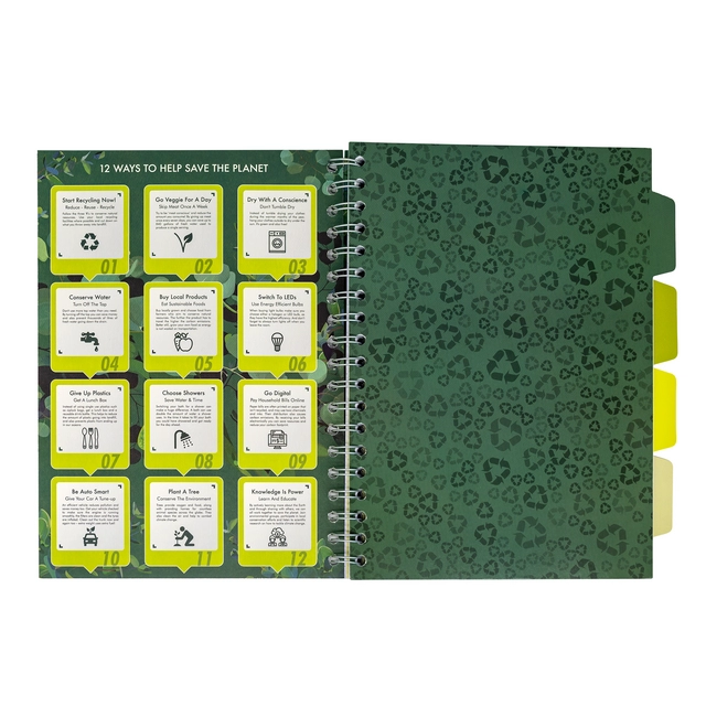 Projectboek Pukka Pad Recycled B5 lijn 4-tabs 200 pagina's 80gr groen