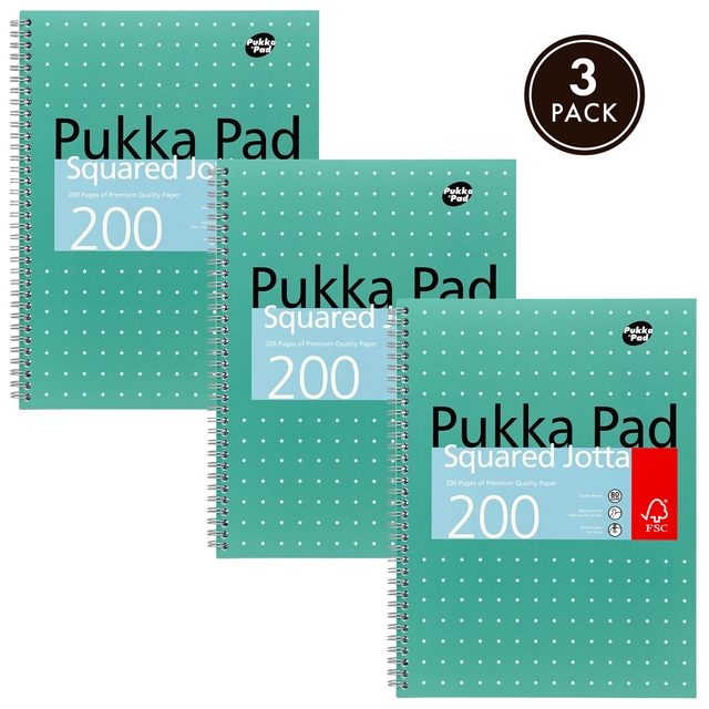 Een Collegeblok Pukka Pad Jotta A4 ruit 5x5mm 4-gaats 200 pagina's 80gr groen koop je bij Kantoorboekhandel Van Atten