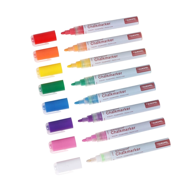 Krijtstift Europel watervast 3-6mm assorti etui 8 stuks