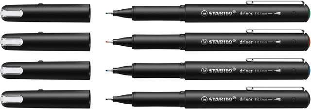 Een Fineliner STABILO dr!ver fijn assorti 4 stuks koop je bij Kantorice office & business supplies