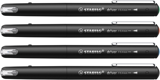 Een Fineliner STABILO dr!ver fijn assorti 4 stuks koop je bij Kantorice office & business supplies