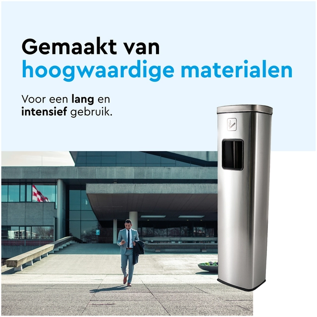 Een Afvalbak met asbak BRASQ 20 liter AT400 rvs koop je bij Mado BV