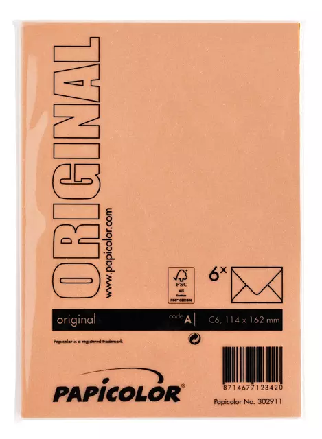 Een Envelop Papicolor C6 114x162mm oranje koop je bij De Joma BV