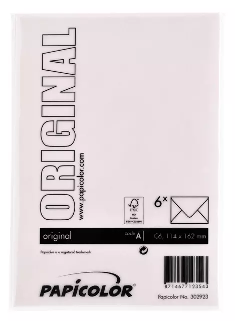 Een Envelop Papicolor C6 114x162mm lichtroze koop je bij De Joma BV