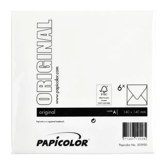 Een Envelop Papicolor 140x140mm hagelwit koop je bij All Office Kuipers BV