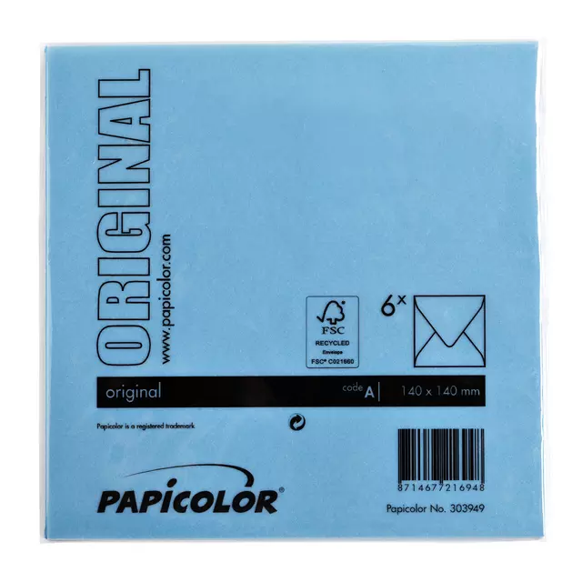Een Envelop Papicolor 140x140mm hemelsblauw koop je bij All Office Kuipers BV
