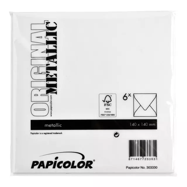 Een Envelop Papicolor 140x140mm metallic parelwit koop je bij De Joma BV