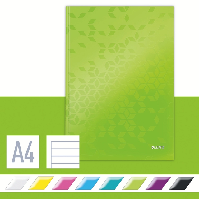 Een Notitieboek Leitz WOW A4 160blz 90gr lijn groen koop je bij Clippz! Office Supplies