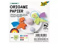 Een Origami papier Folia 70gr 10x10cm 100 vel assorti kleuren koop je bij De Joma BV