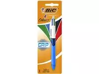 Balpen Bic 4kleuren grip medium blauw blister à 1 stuk