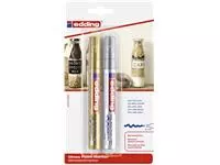 Een Viltstift edding 750 lakmarker rond 2-4mm goud en zilver blister à 2 stuks koop je bij Kantorice office & business supplies