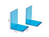 Een Boekensteun MAUL 10x10x13cm acryl set 2 neon blauw transparant koop je bij De Joma BV