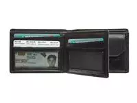 Een Portemonee Maverick All Black met kleingeldvak RFID leer zwart koop je bij QuickOffice BV