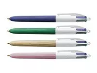 Balpen Bic 4 kleuren wood medium assorti