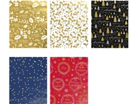 Inpakpapier Kerst metallic 150x70cm assorti