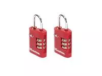 Een Hangslot Masterlock 3-cijfer combi TSA set van 2 sloten assorti in willekeurige kleur 30mm koop je bij De Rijk Kantoorshop