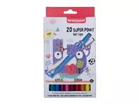 Een Viltstift Bruynzeel Super Point set á 20 kleuren koop je bij De Joma BV