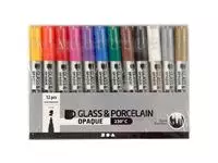 Glas- & Porseleinstiften Creativ Company 1-2mm set à 12 kleuren