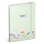 Agenda 2025 Lannoo Flowers watercolour green 7dagen/2pagina's