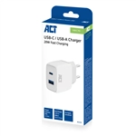 Oplader ACT 20w 2-poorts usb a+c wit