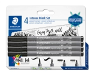 Een Brushpen Staedtler PigmentArts Intens zwart set à 4 schrijfbreedtes koop je bij WinkelVolWinkels