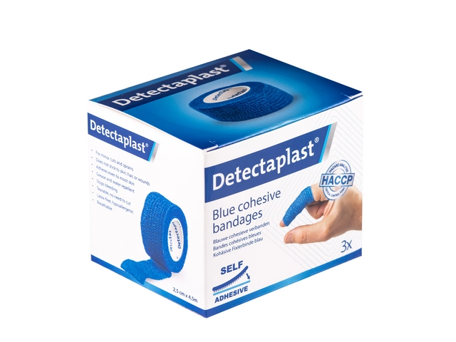 Snelpleister blauw Detectaplast 2,5cmx4,5m 3stuks