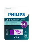 Een USB Stick Philips Click USB-C 64GB Magic Purple koop je bij All Office Kuipers BV