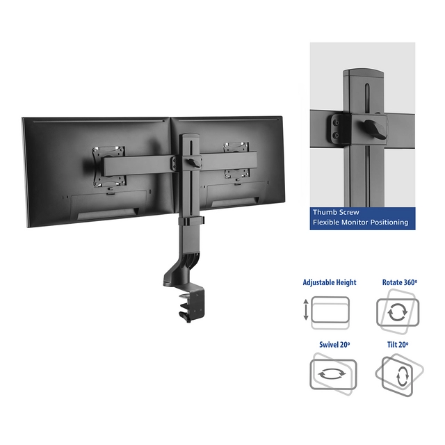 Een Monitorarm ACT office crossbar 2 schermen verstelbaar koop je bij Kantorice office & business supplies