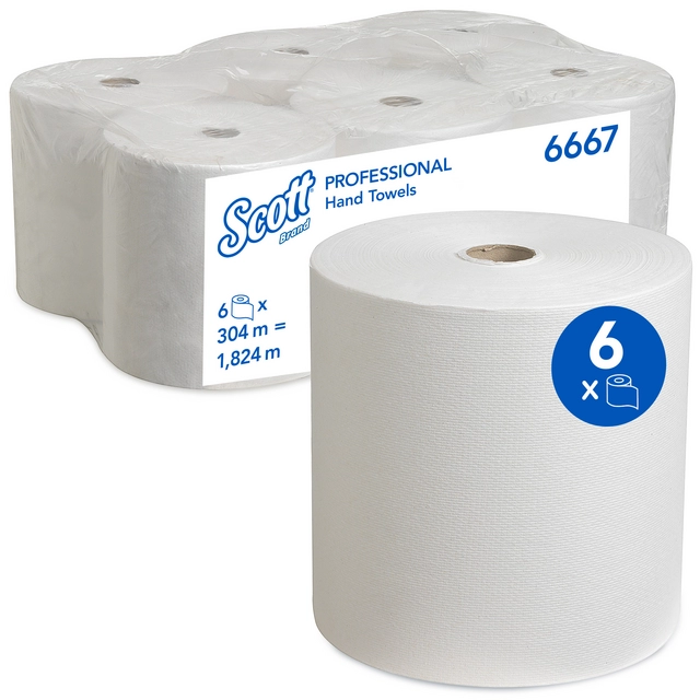 Een Handdoekrol Scott 1-laags 304m wit 6667 koop je bij Quality Office Supplies