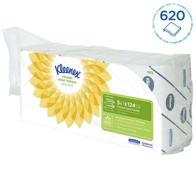 Handdoek Kleenex Ultra i-vouw 2-laags 21,5x31,5cm 5x124stuks 7979